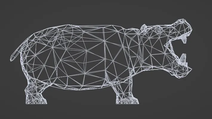 Low-Poly Hippo 3D Model | OBJ & STL Digital Download - Image 8