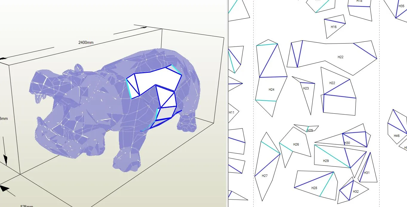 Low Poly Hippo Sculpture Plans | DXF, PDO & Assembly Guides - Image 2