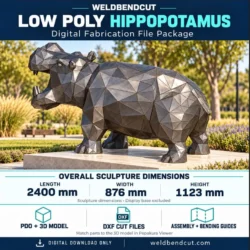 Low Poly Hippo Sculpture Plans | DXF, PDO & Assembly Guides