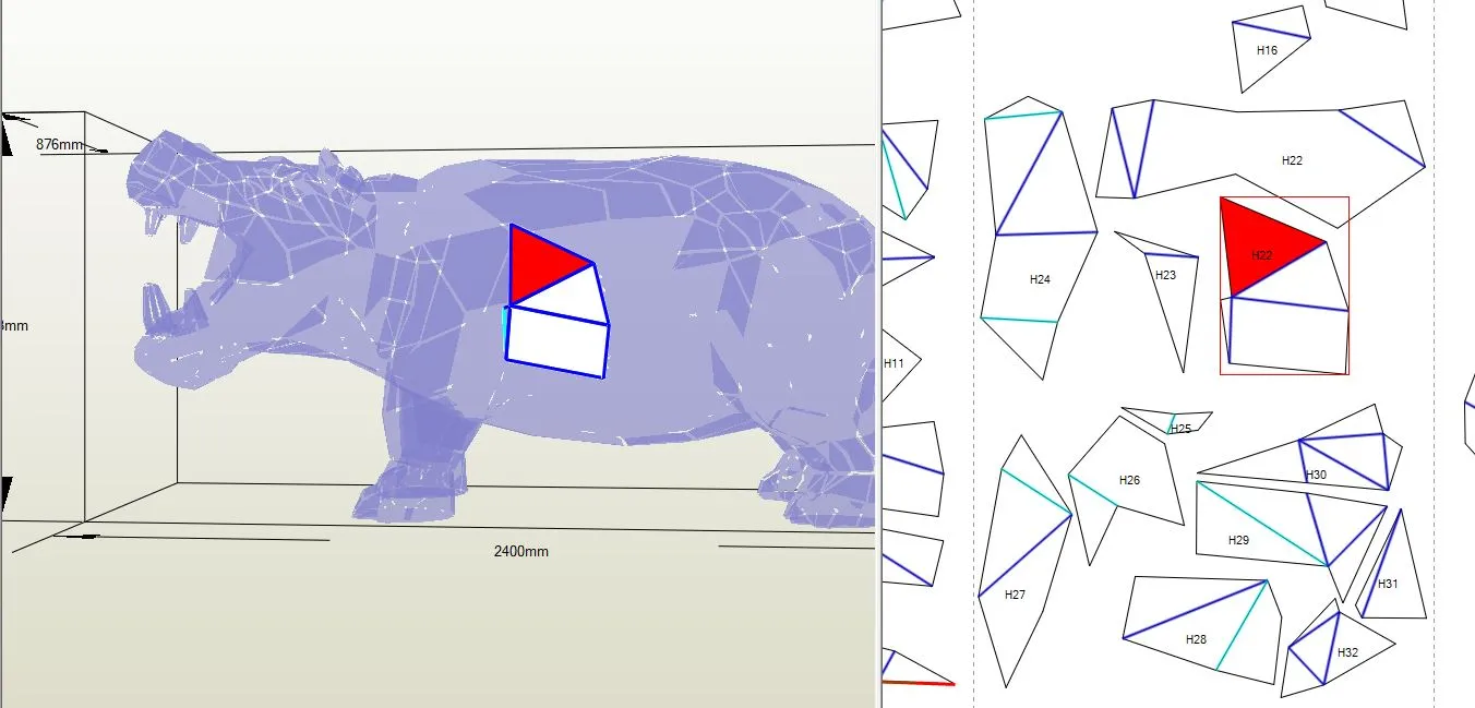 Low Poly Hippo Sculpture Plans | DXF, PDO & Assembly Guides - Image 6